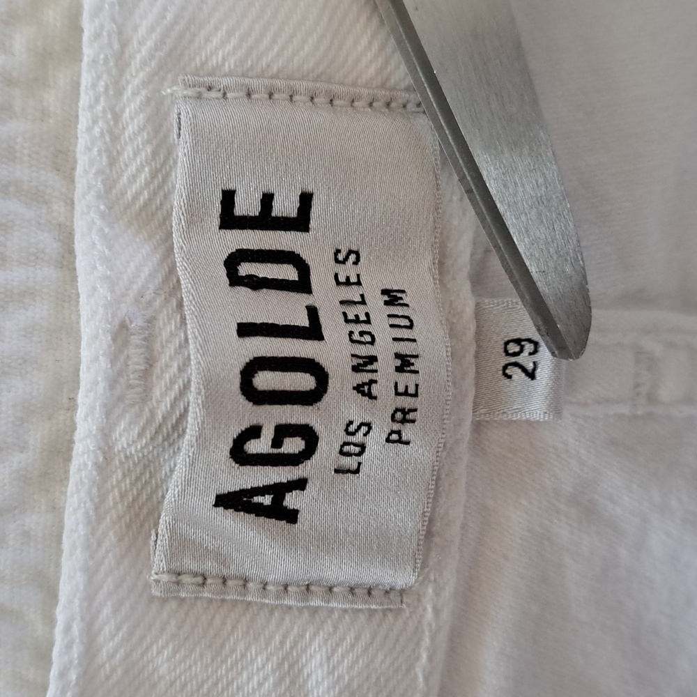 Agolde Los Angeles‎ Womens Lana 100% Cotton Frayed White Straight Ankle Jeans 29 - Picture 5 of 8